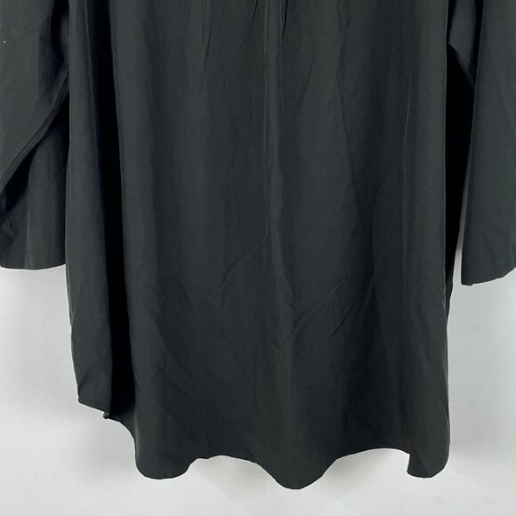 Shein Curve Top Blouse Size 4XL Black 3/4 Sleeve V Neck Band Collar Pocket - Picture 9 of 9
